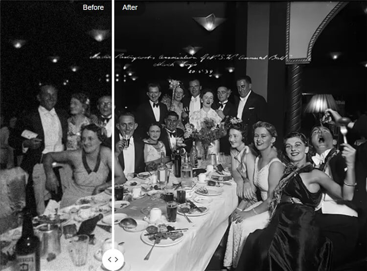 a gather photo restored by myheritage photo enhancer