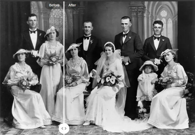 wedding photo restored by myheritage photo enhancer