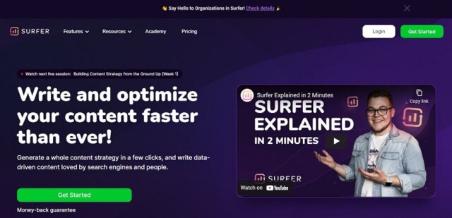 Surfer AI SEO Software