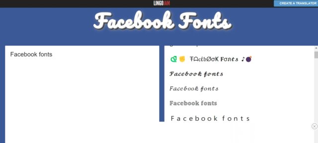 LingoJam facebook fonts generator