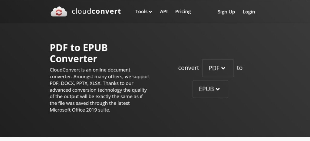 convert PDF to EPUB with CloudConvert