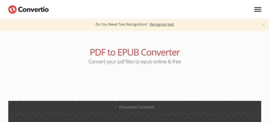 convert PDF to EPUB with Convertio
