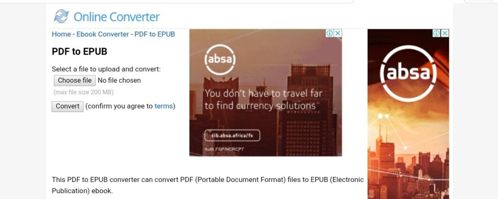 convert PDF to EPUB with online converter