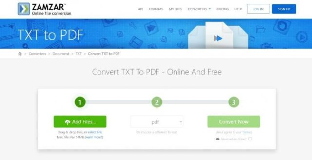 convert PXT to PDF with Zamzar