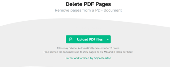 delete pages from pdf_sejda