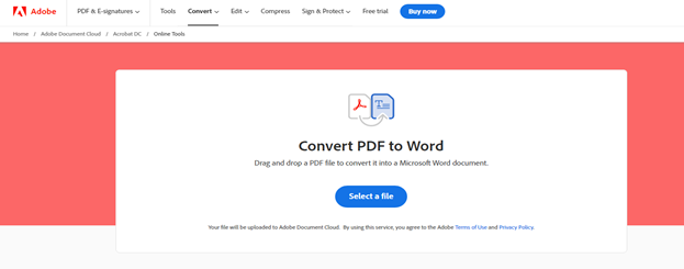pdf to word_adobe online