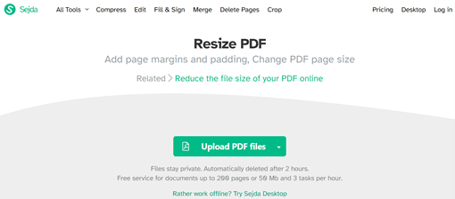 resize pdf page_sejda