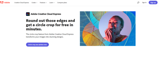 Adobe Creative Cloud Express - crop an image into a circle