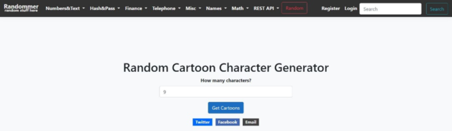 random cartoon character generator_Randommer.io