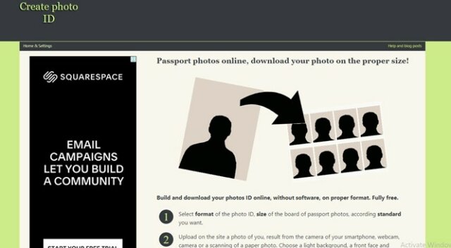 Online passport photo.