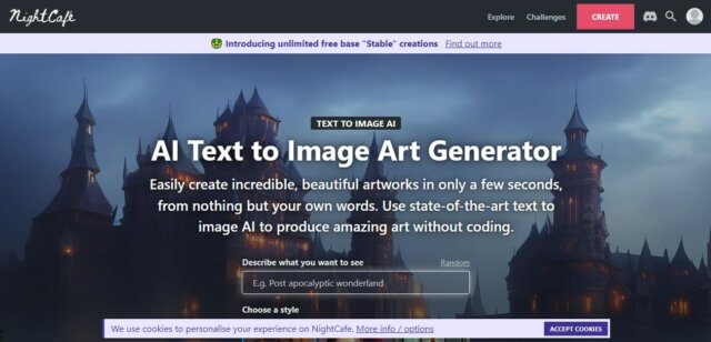 NightCafe text to image