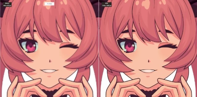 Anime image upscaled