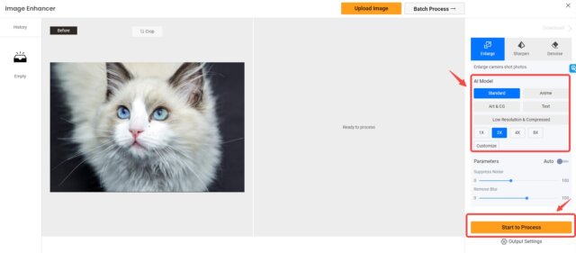 Start to process on VanceAI Image Upscaler