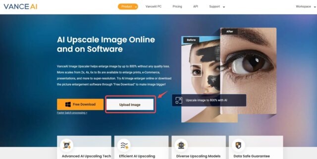 Upload an image to VanceAI Image Upscaler