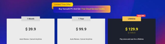 price plan of VanceAI PC