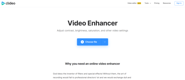 Clideo video enhancer