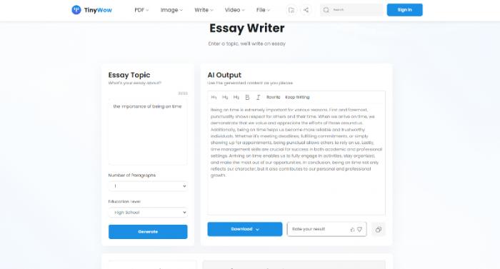 essay writer tinywow