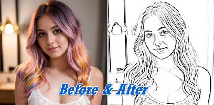picsart Photo To Sketch before and after