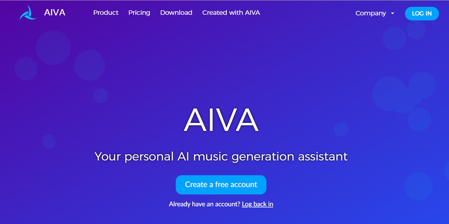 AIVA homepage