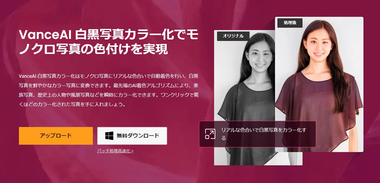 VanceAI 白黒写真カラー化